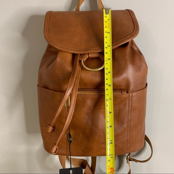 NWT Cognac Faux Leather Backpack - Picture 11 of 13